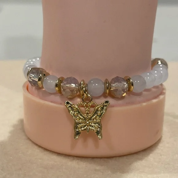 Gold and Blue Butterfly Charm Bracelet Set - Picture 4 of 5